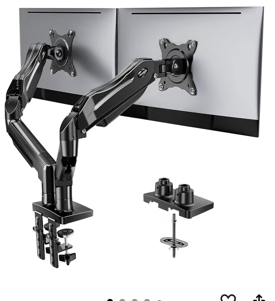 HUANUO FlowLift™ Dual Monitor Stand, Fully Adjustable Gaming Monitor Desk Mount 