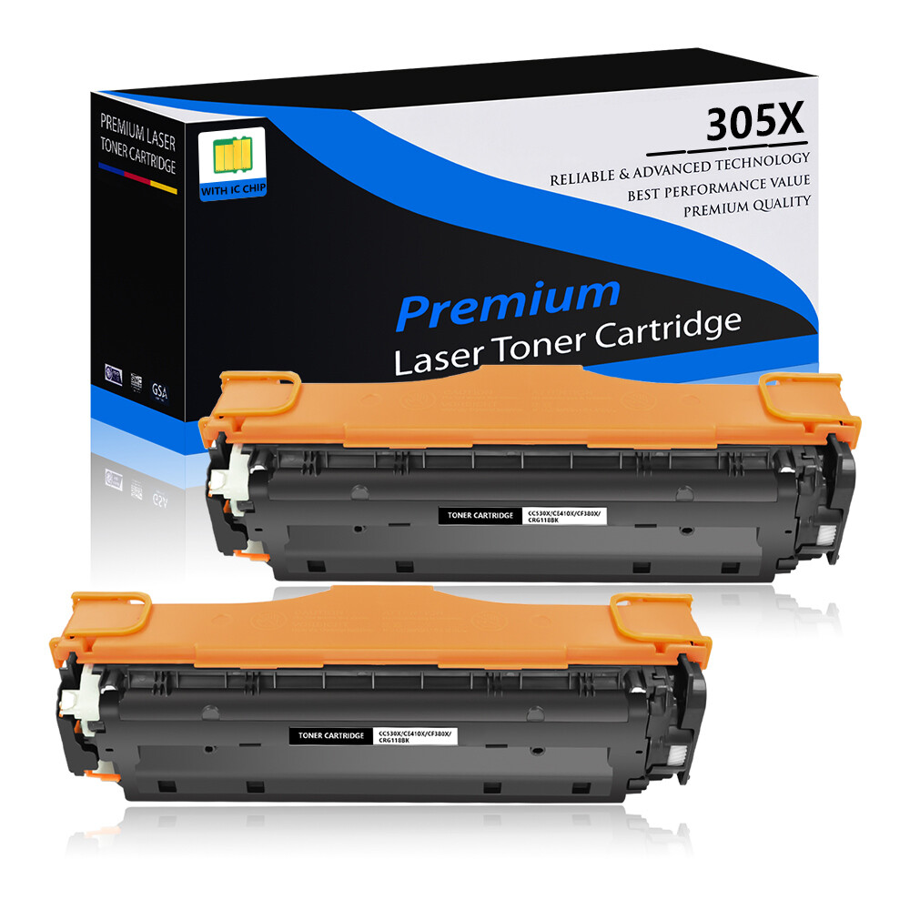 2Pcs CE410X 305X Black Toner For HP LaserJet Pro 400 Color MFP M475dn M475dw