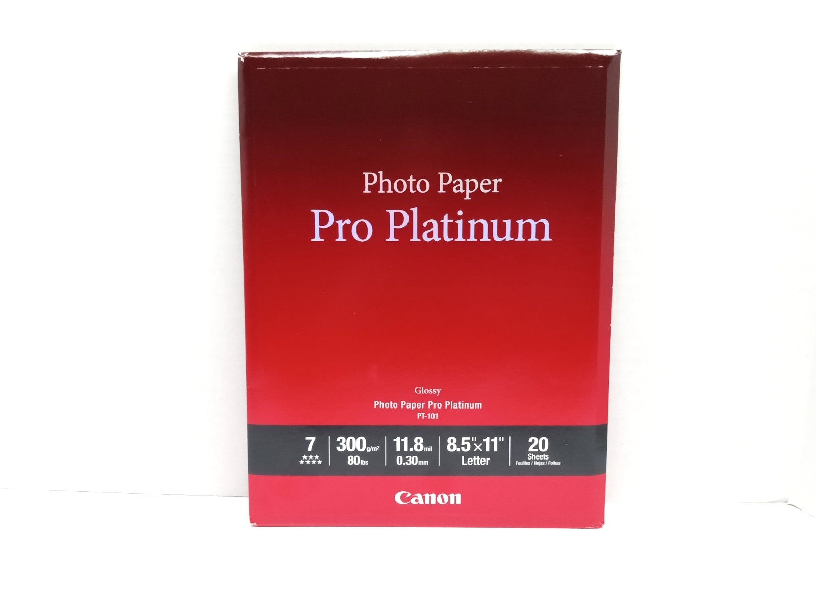 Canon Inkjet Pro Platinum Photo Paper Glossy 8.5 X 11 Letter 20 Sheets PT-101