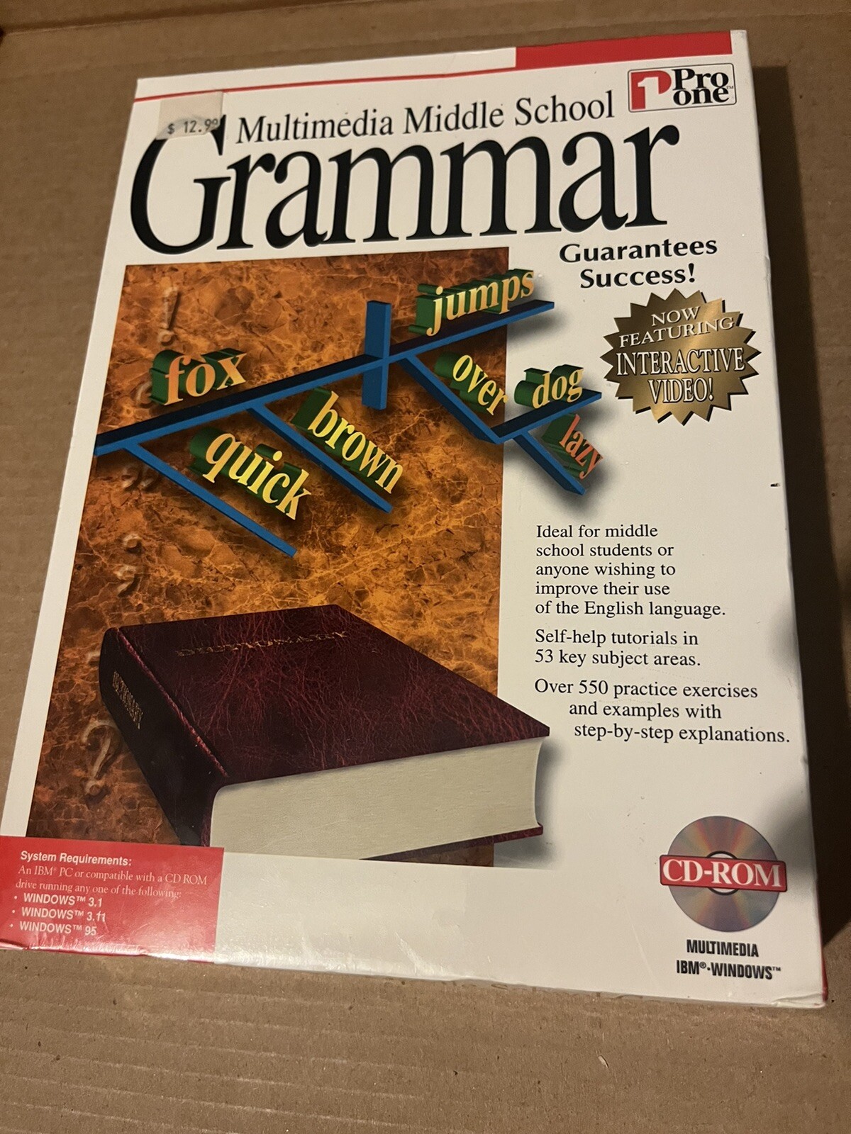 NEW/SEALED VINTAGE COMPUTER SOFTWARE - MULTIMEDIA MIDDLE SCHOOL GRAMMAR CD-ROM