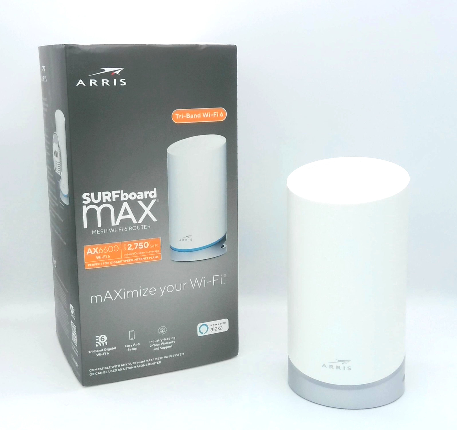 ARRIS Surfboard mAX - W21 - AX6600 Tri-Band Mesh Ready Wi-Fi 6 Router - 1 Pack