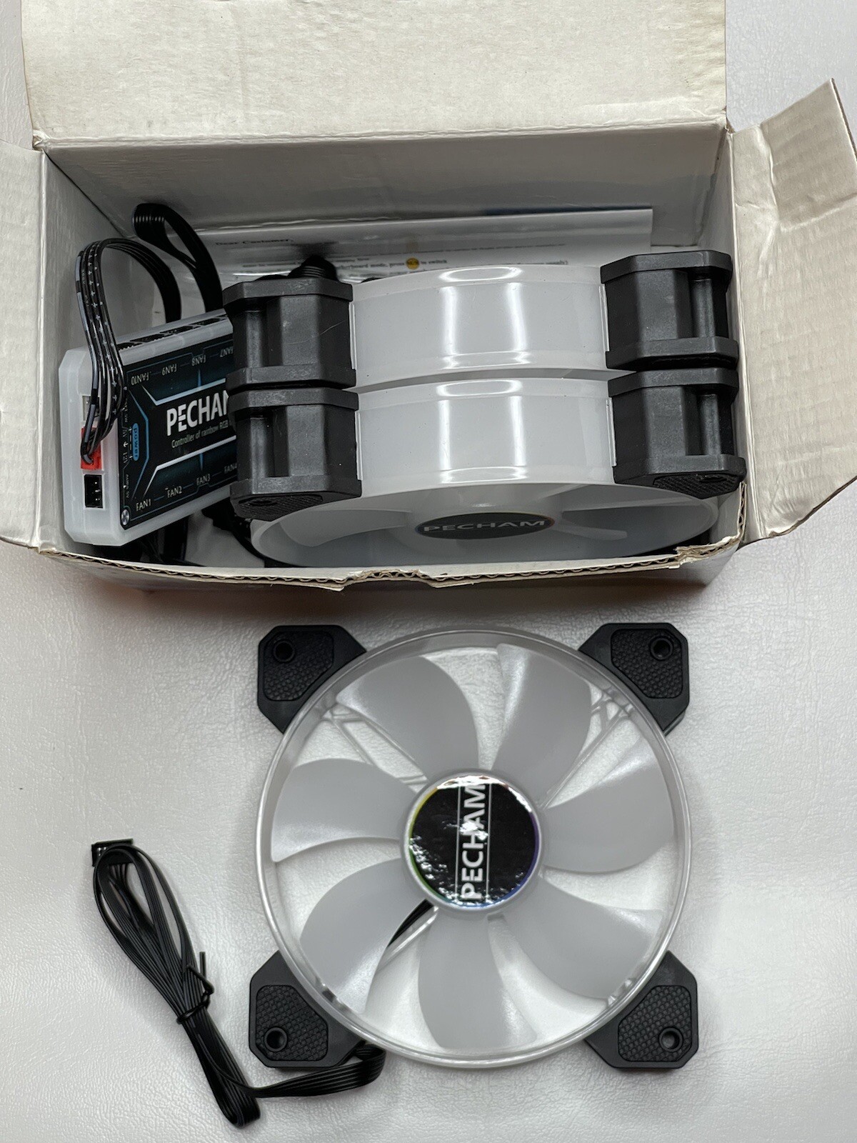 Pecham (3-Pack) 120mm RGB Cooling Fans and 10 Port Hub Set. 