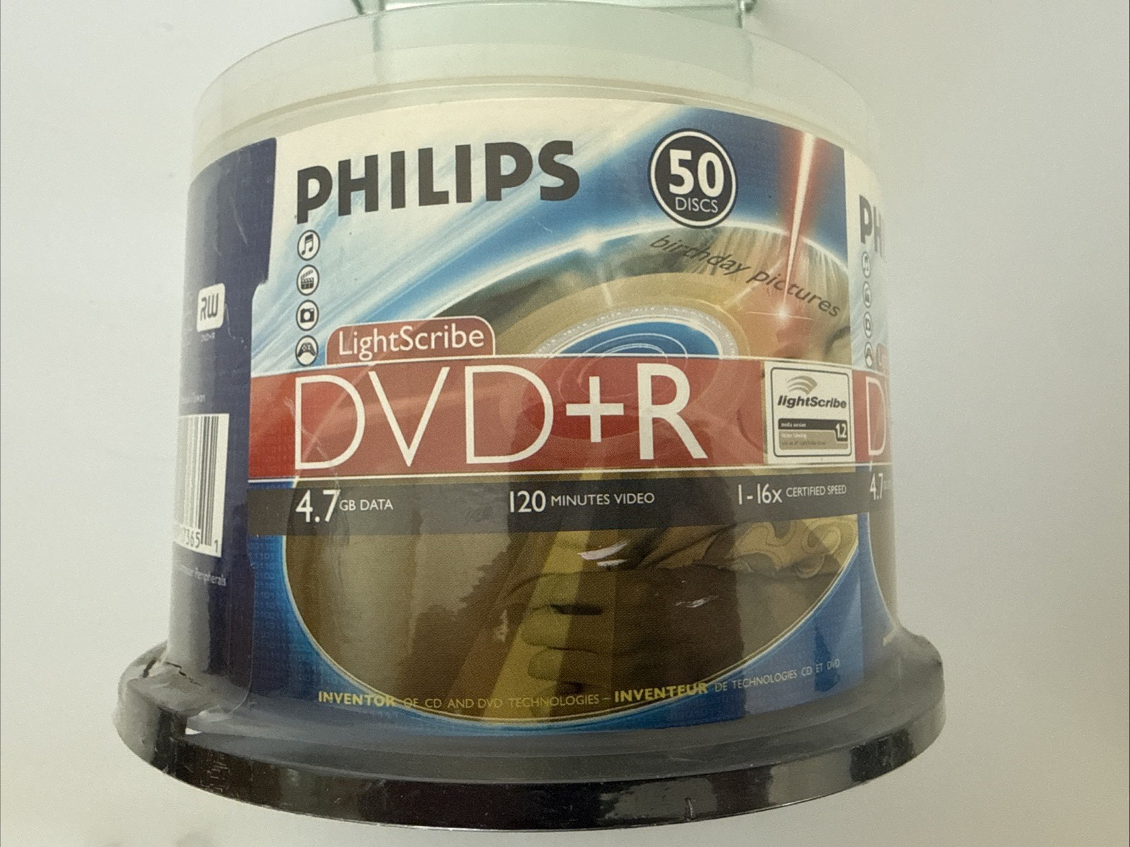Philips 50 Discs Blank DVD+R Spindle 4.7GB Data 120min Video 16X Speed NEW