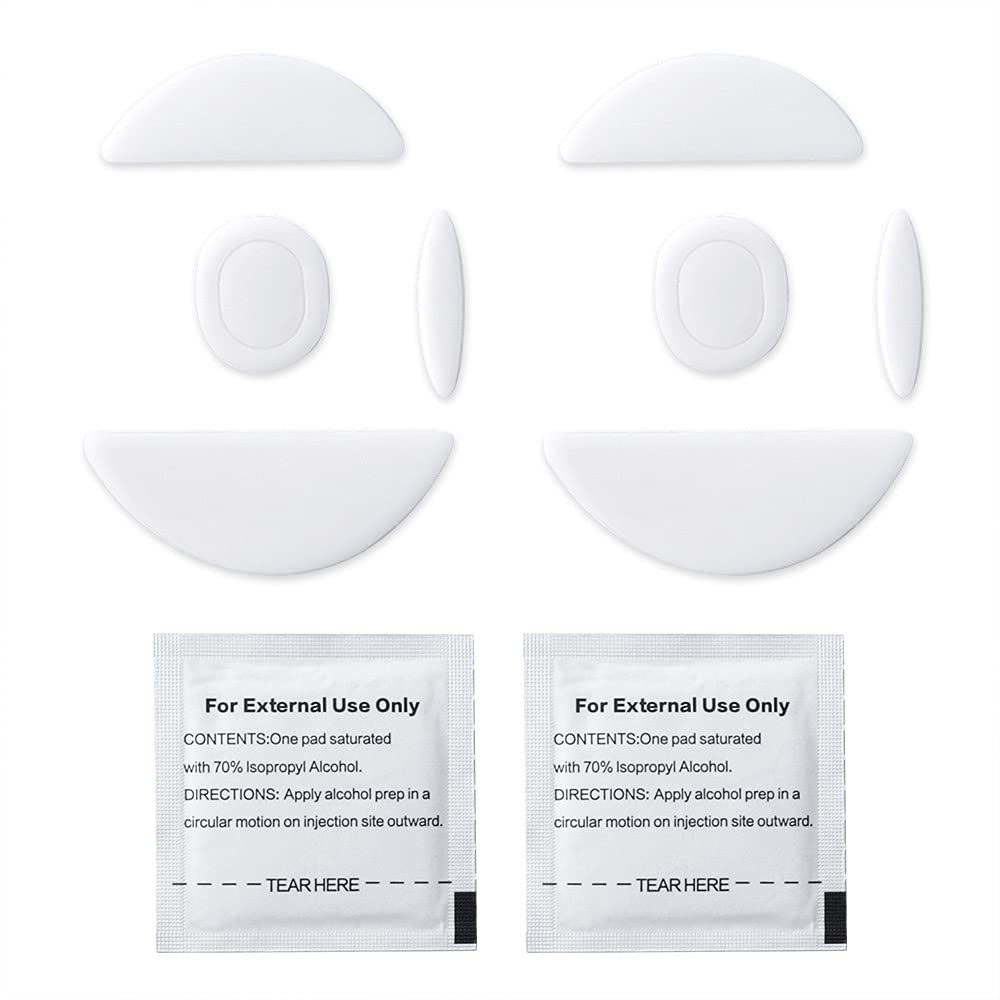 2 Sets White Rounded Curved Edges Mouse Feet Pads Skates Compatible for Logit...