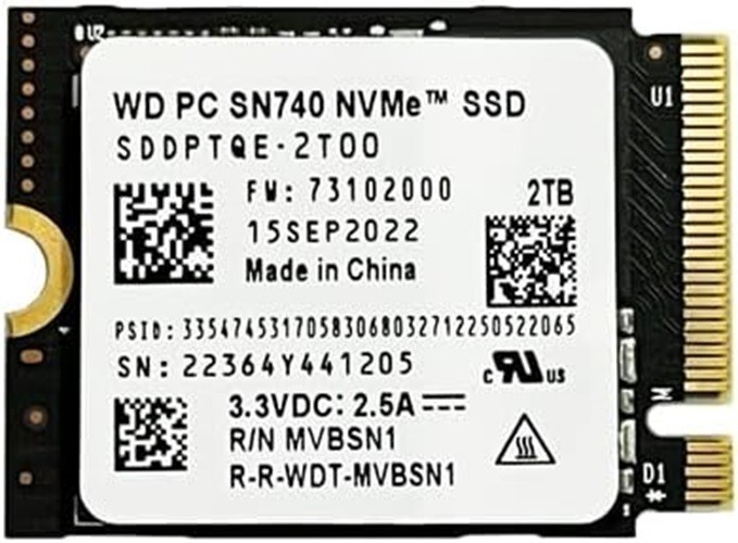 WD SN740 2TB M.2 2230 SSD NVMe PCIe4x4 For Microsoft Surface Pro 9 Steam Deck