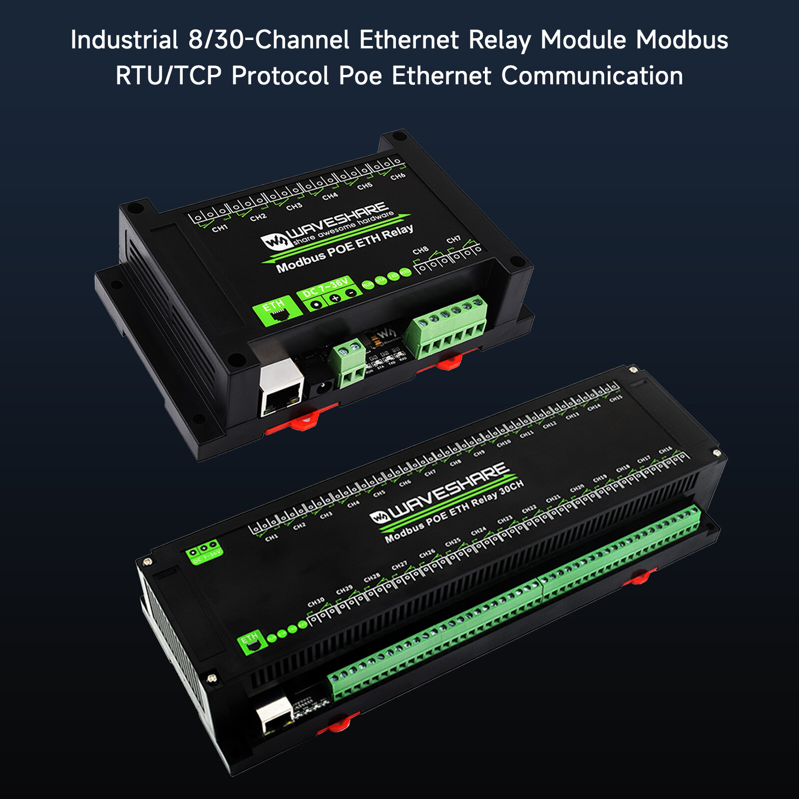 Industrial 8/30-Channel Ethernet Relay Module Modbus RTU Protocol Poe Ethernet #