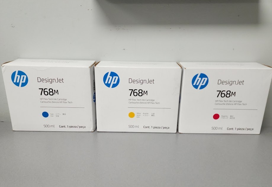 HP 768M Cyan, Magenta, Yellow DesignJet Ink Cartridge Lot of 3 Exp 2026