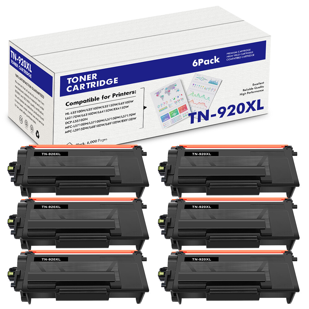 6PK TN 920 Compatible With Brother TN920XL Toner HL-L6210DW MFC-L6810DW L6915DW
