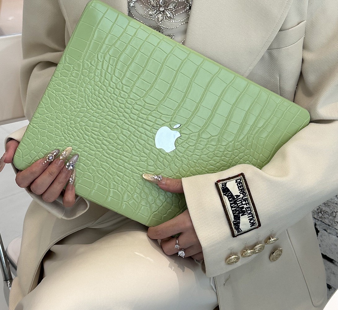 Grass Green Crocodile Pattern Protective Case Cover For Apple MacBook Pro Air