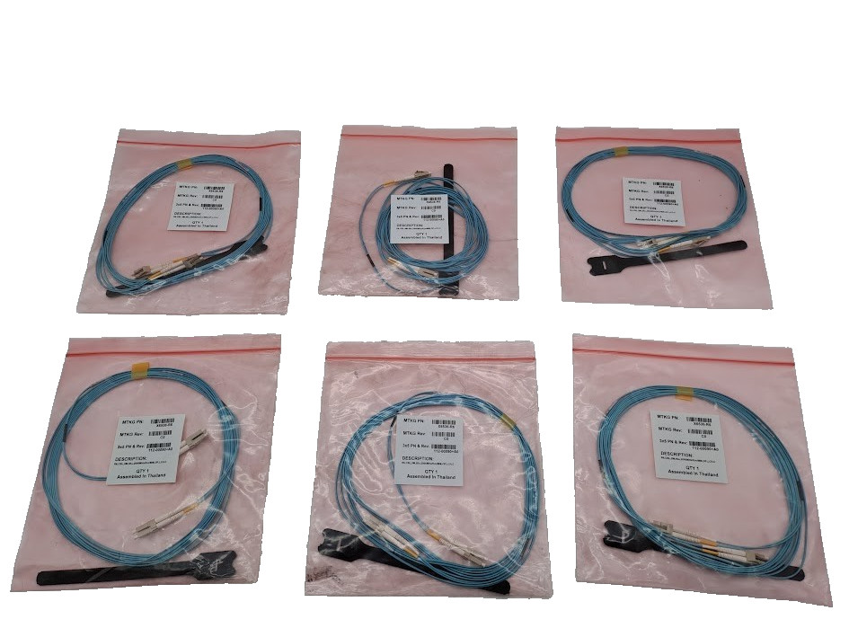 Lot of 6 NetApp 5-meter multimode LC to LC fiber cable X6536-R6 112-00090+A0