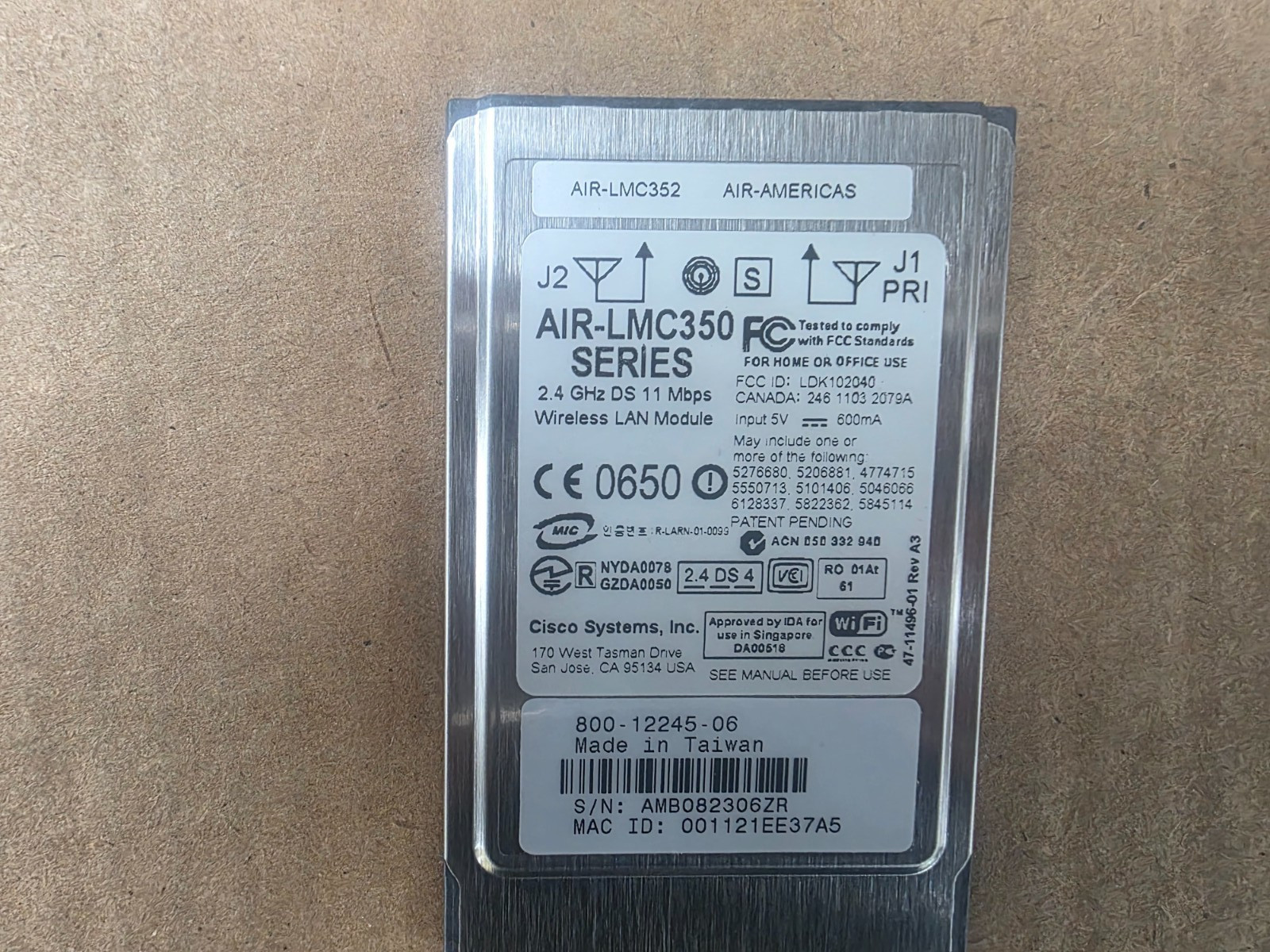 Cisco AIR LMC-352 Wireless Lan Card Used But In Great Condition