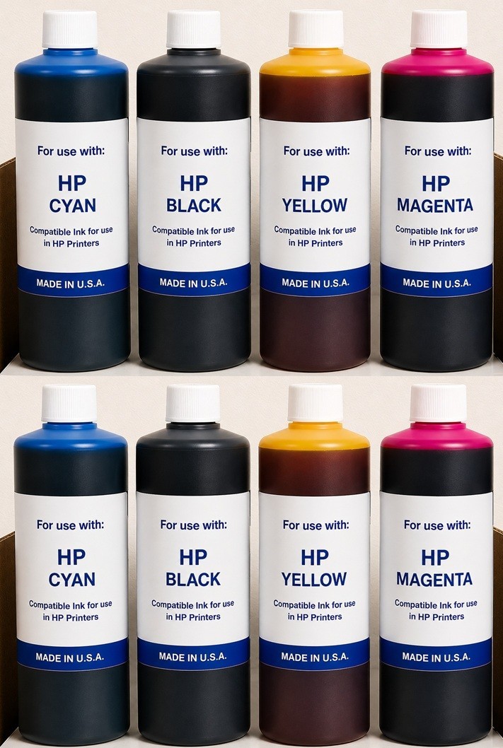 PREMIUM COMPATIBLE BULK INK REFILL FOR HP PRINTERS CYMK  (8 LITERS)