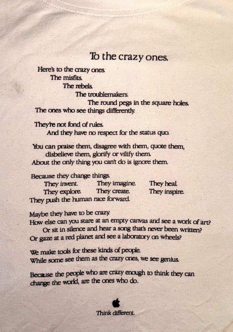 Apple “To the Crazy Ones” “Think Different” Advertising Campaign Genius T- Shirt