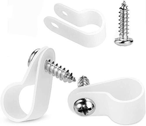 100 Pack 1/4 Inch Rope Light P-Style Mounting Clips with Compatible Stainless...