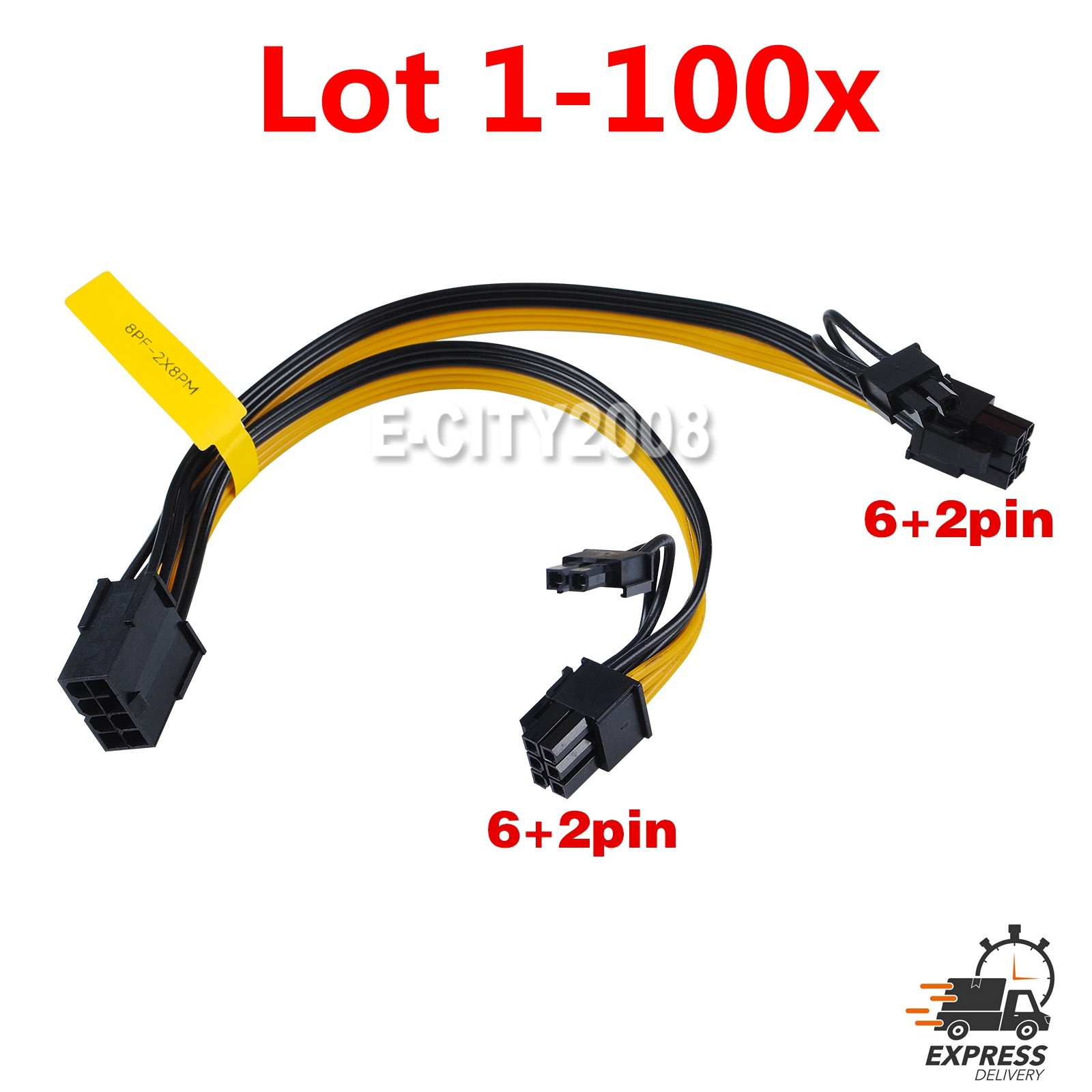 GPU VGA PCIe 8 Pin Female to Dual 2X 8 Pin (6+2) Male Y-Splitter Extension Cable