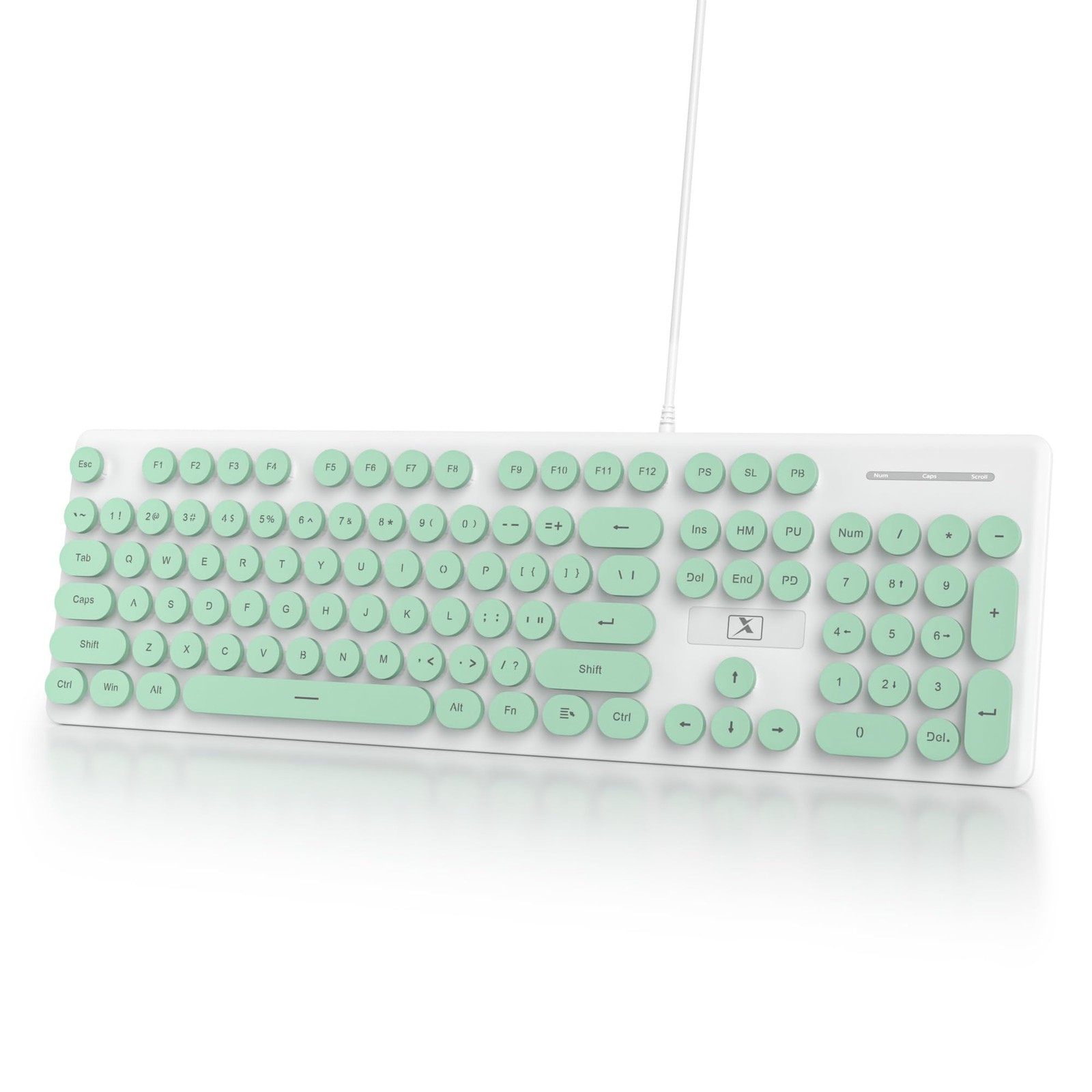Wired Retro Computer Keyboard Quiet Typewriter Green Cute 104Key LED PC