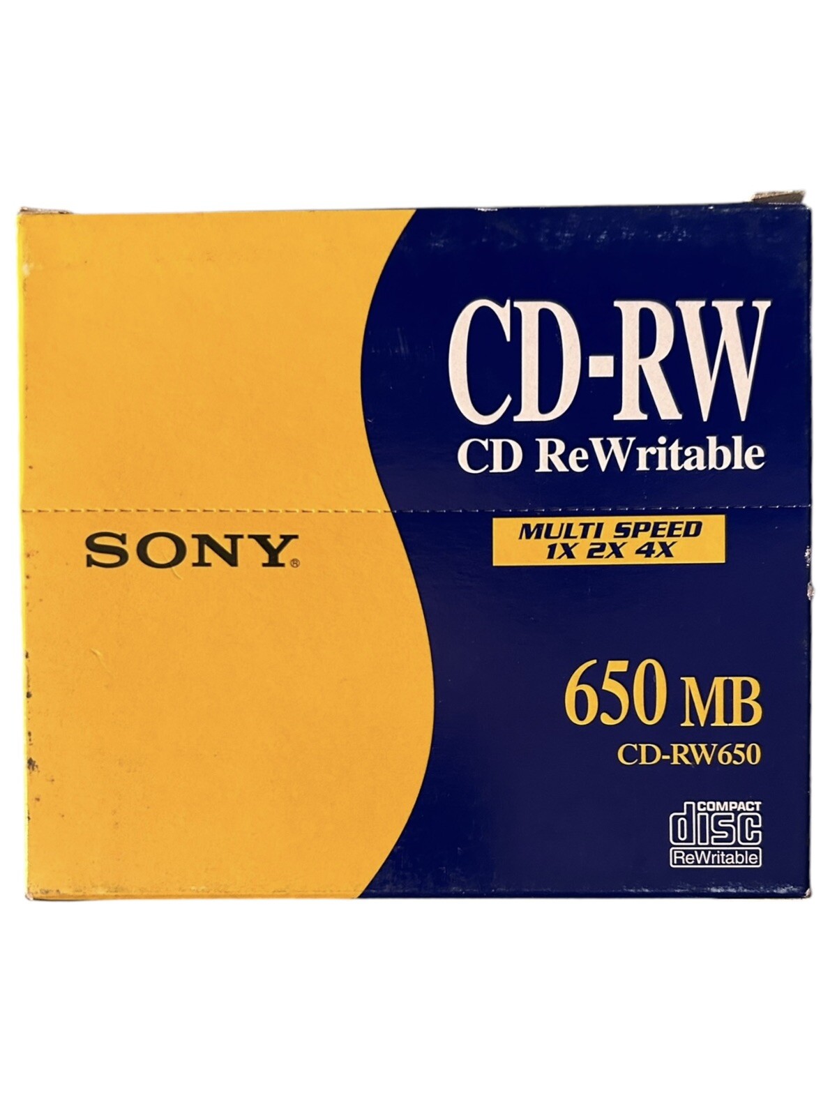 Sony CD RW 650 MB ReWritable Disc 1X 2X 4X NEW Sealed In Open Box Of 5