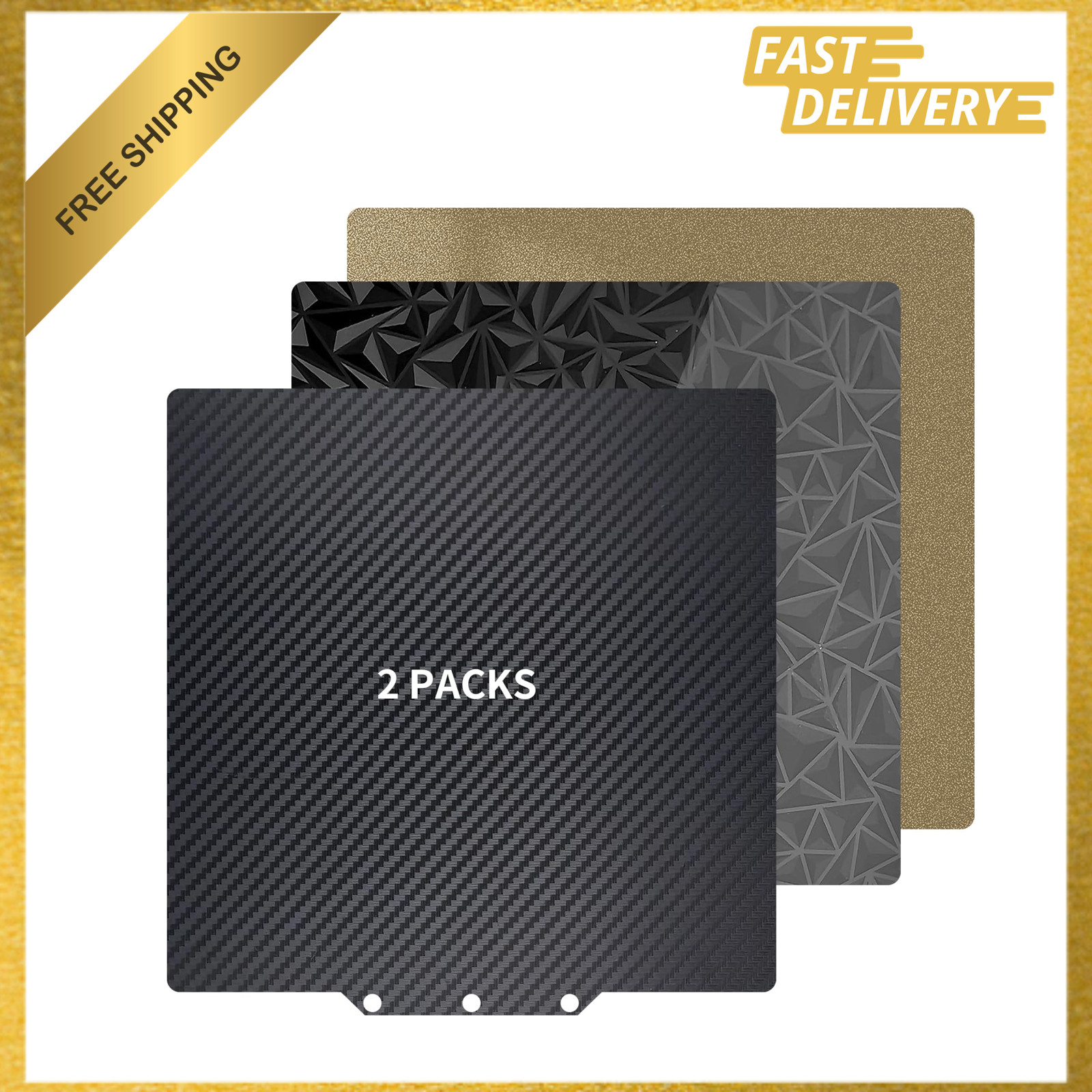 2-Pack Build Plates for 3D Printers, Textured PEI Sheet 235x235mm Compatible