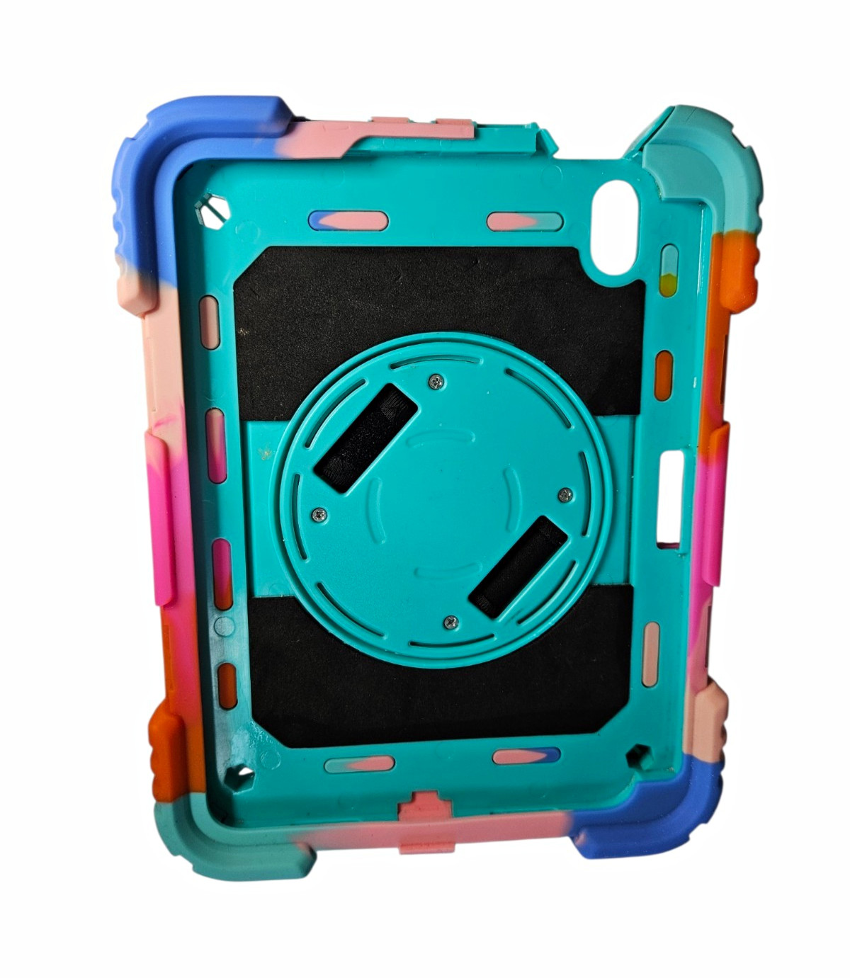 Rugged Shockproof Plastic Tablet Case w/ Hand Strap Stand Teal Pink Blue Orange