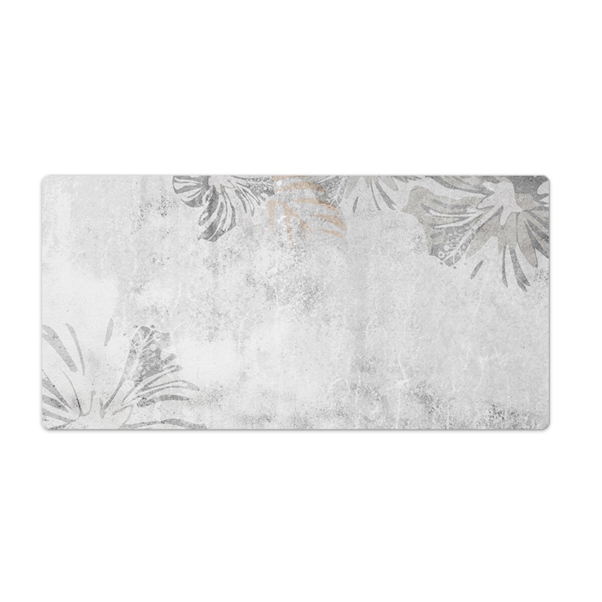 Decorative Desk Mouse Pad Mat PC Laptop Office Grey concrete and flowers 100x50