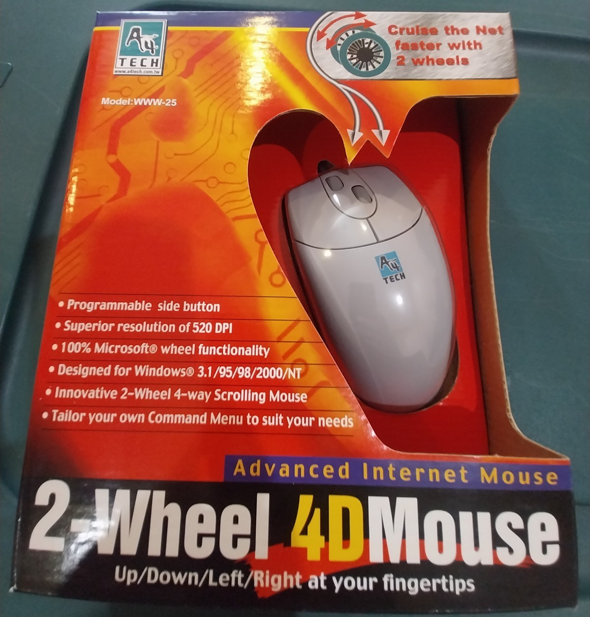 A4Tech Mouse Wired Corded PS/2 PS2 Trackball Scroll Wheel Silver BWWW-25 RETRO