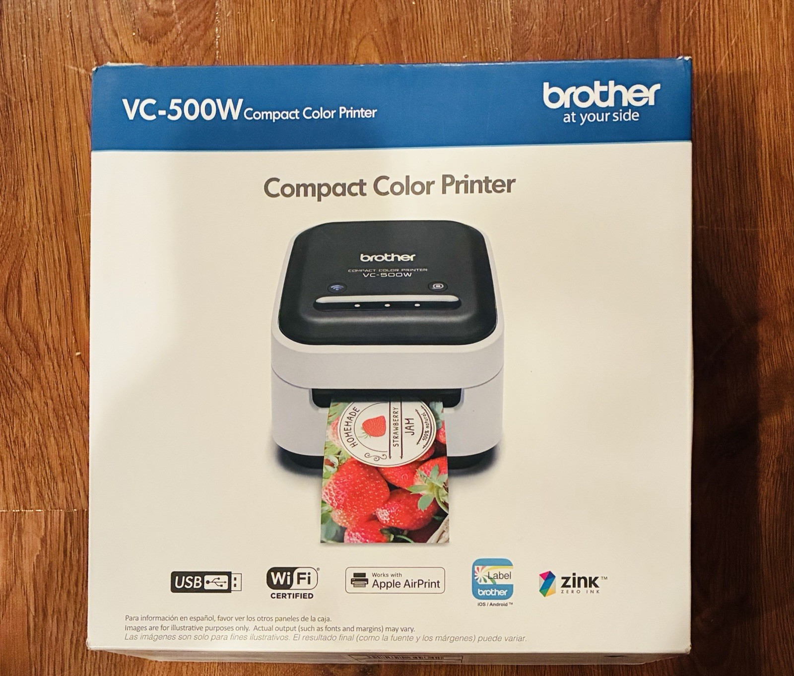 Brother VC-500W Compact Color Label Printer, ZINK Zero Ink, Wi-Fi USB Portable