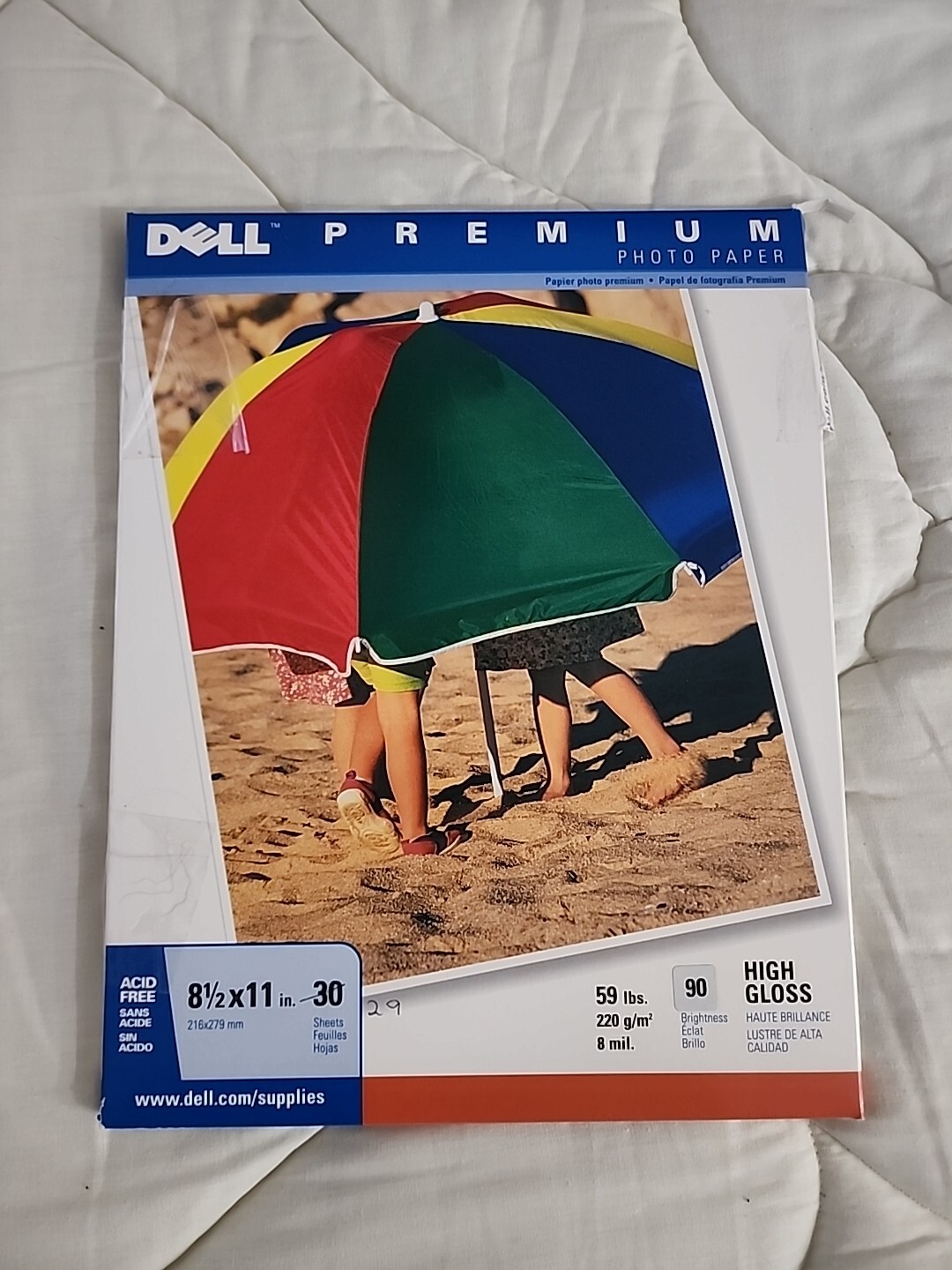 DELL Premium Photo Paper High Gloss Acid Free 29 Sheets 8.5"x11" 94 Bright 8 mil