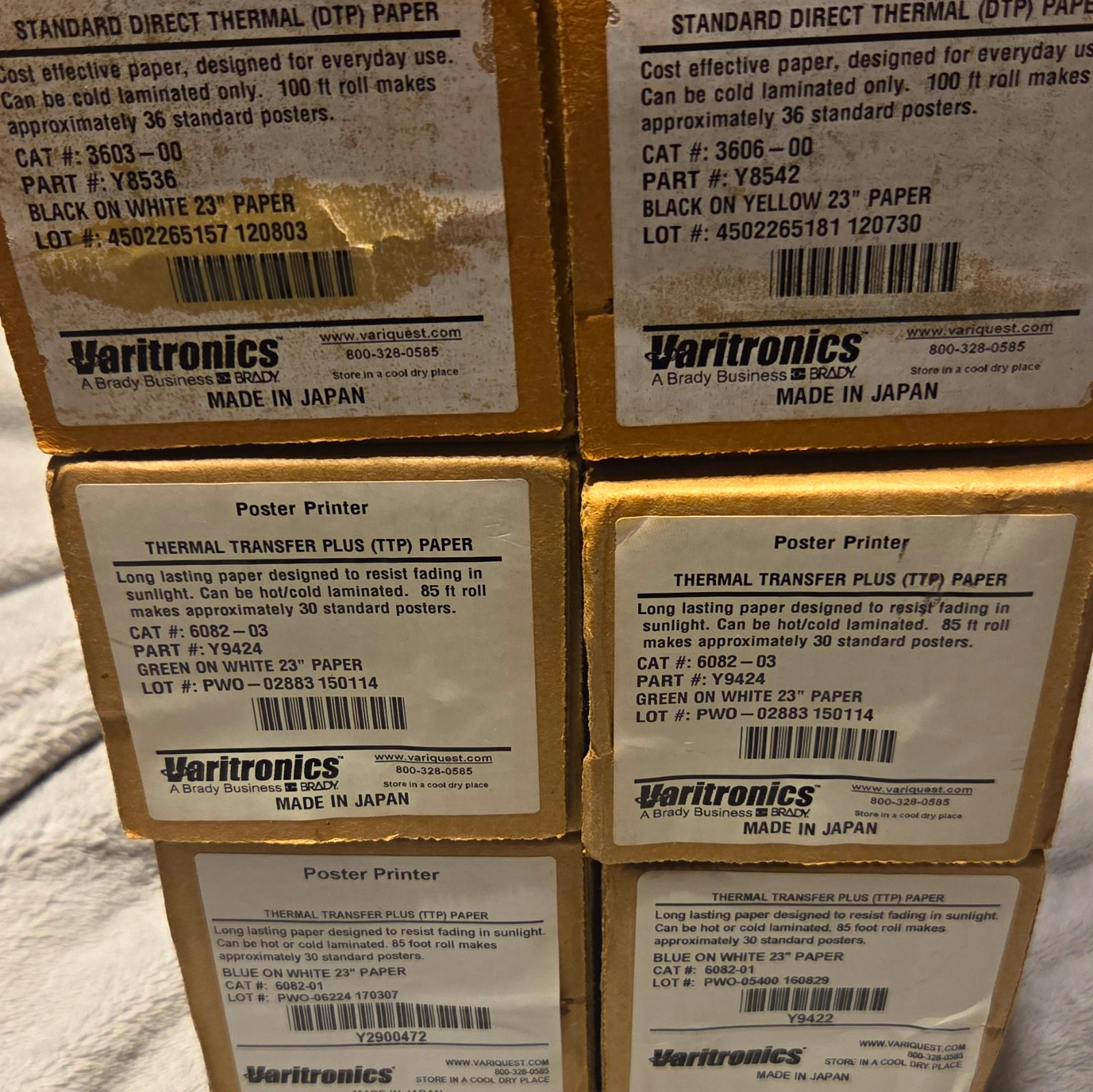 Varitronics PosterPrinter 23" Bulk Lot of 8 Thermal Poster Printer Paper Rolls