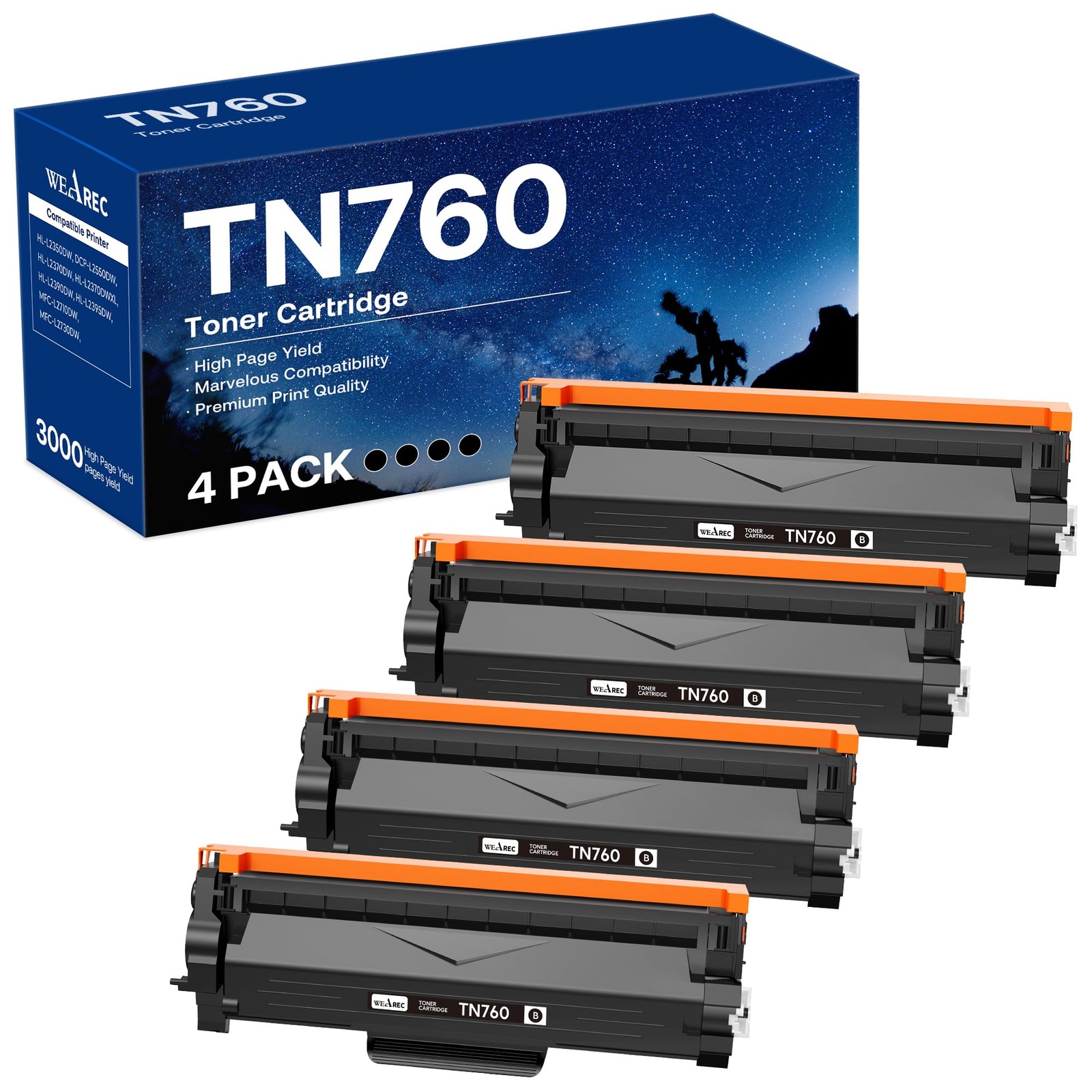 WEAREC Compatible Toner Cartridge Replacement for Brother TN760 TN-730 Black 4