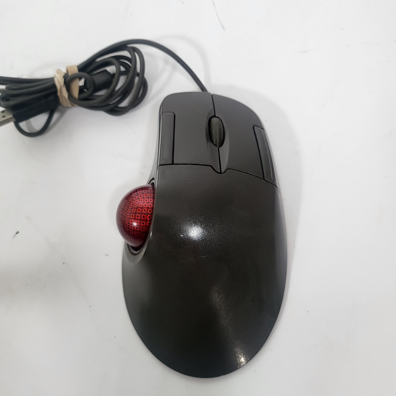 Microsoft Trackball Optical 1.0 Wired USB PC Mouse Red Ball Ergonomic X05-87475