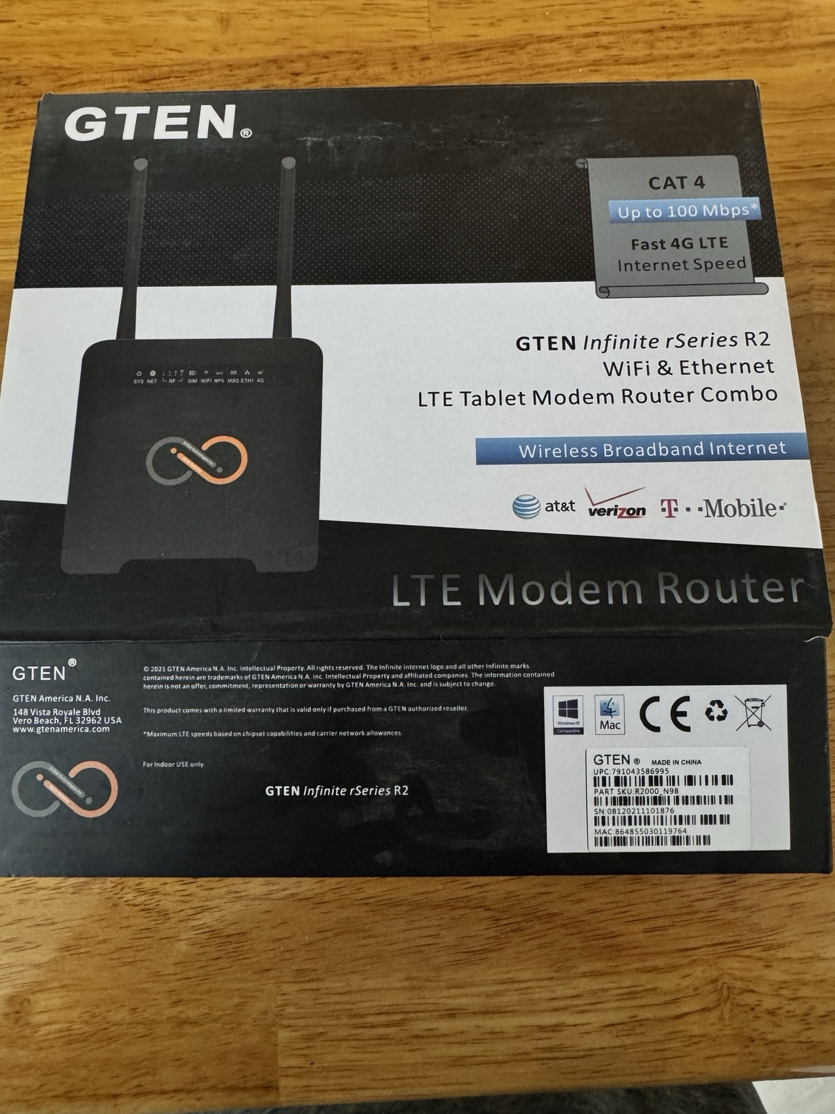 GTEN Infinite R2 Wi-Fi & Ethernet LTE Tablet Modem Router Combo 