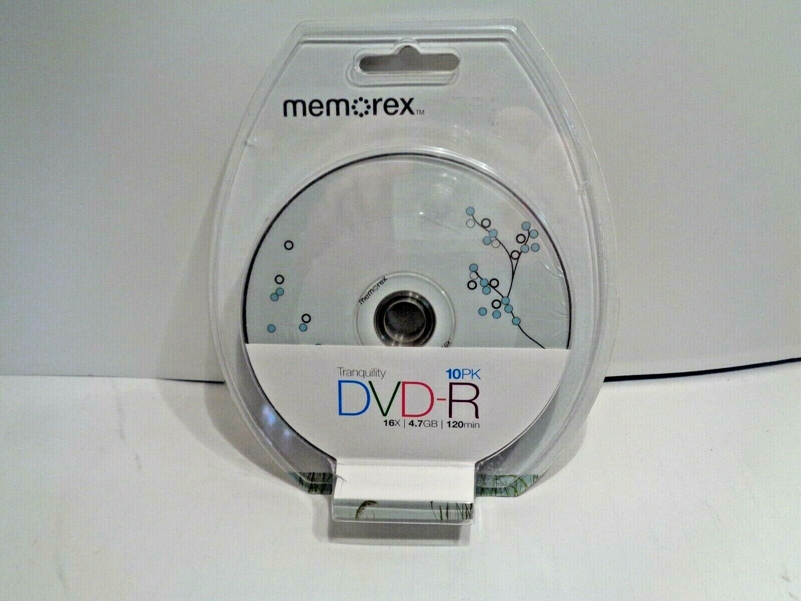 Memorex Tranquility 10 Pack DVD-R 16X 4.7 Gb 120 Min Brand New Factory Sealed