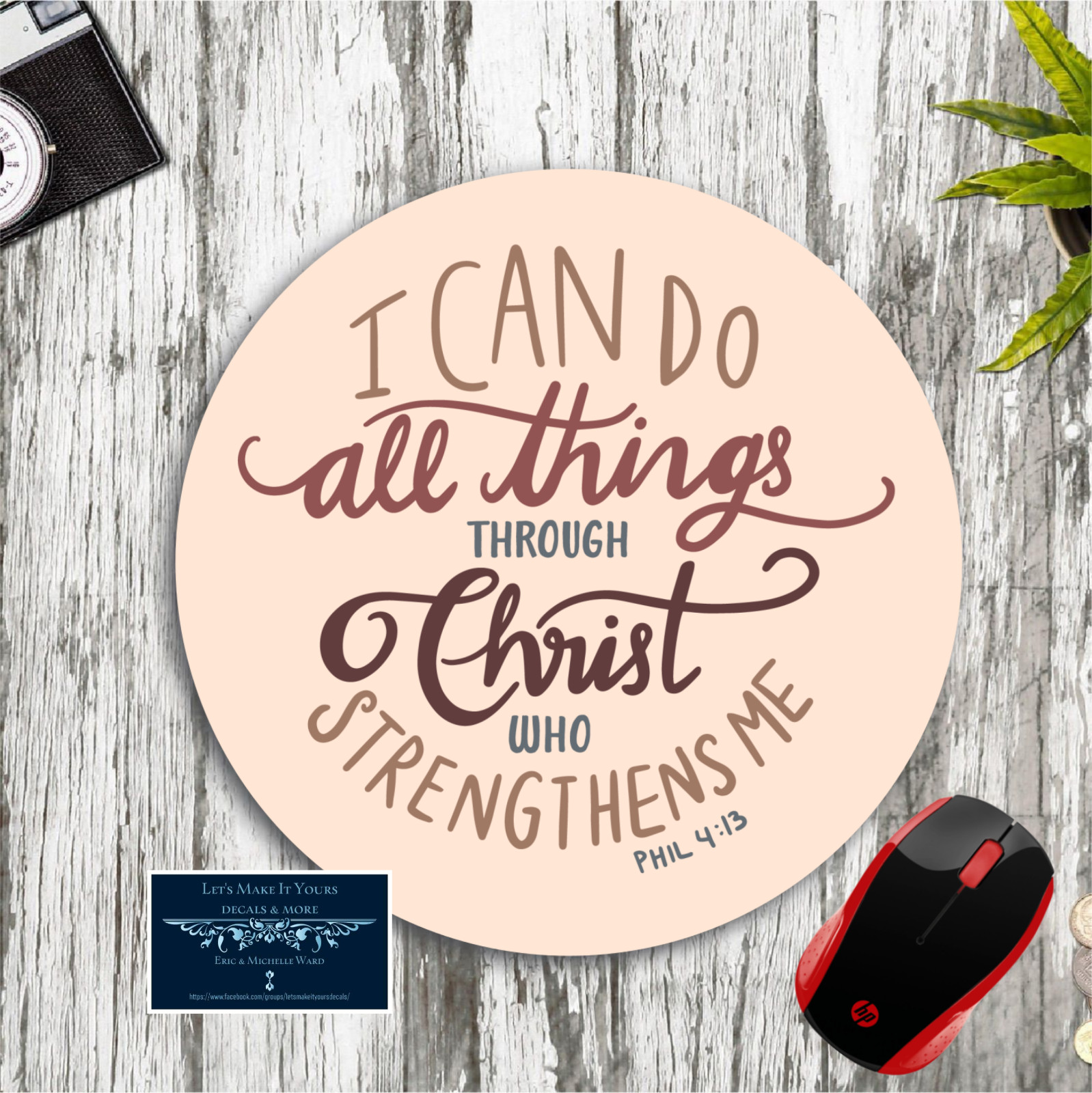 I CAN DO ALL THINGS THROUGH CHRIST RELIGIOUS INSPIRATIONAL DESK MAT MOUSE PAD