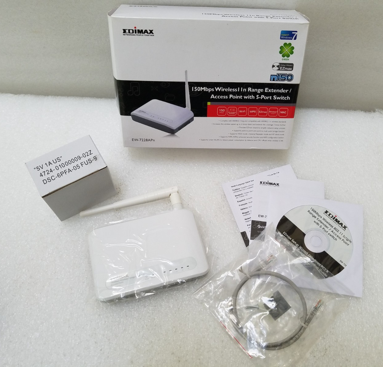 EDIMAX EW-7228APn 150Mbps WIRELESS 11N RANGE EXTENDER/ACCESS POINT 5-PORT