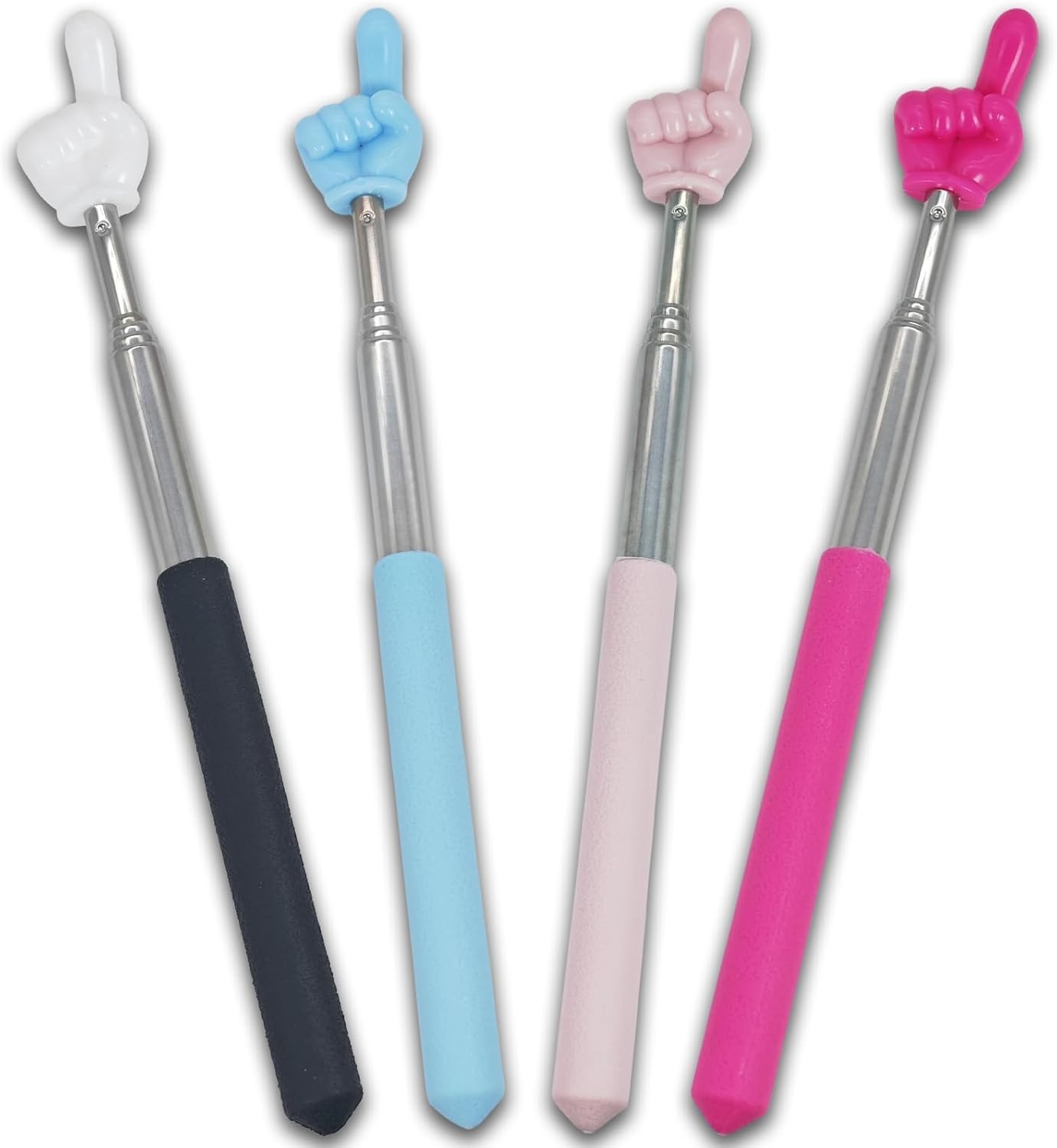 4 PCS Extendable Pointer Finger Stick - Bright Colored Telescopic Teachers Point