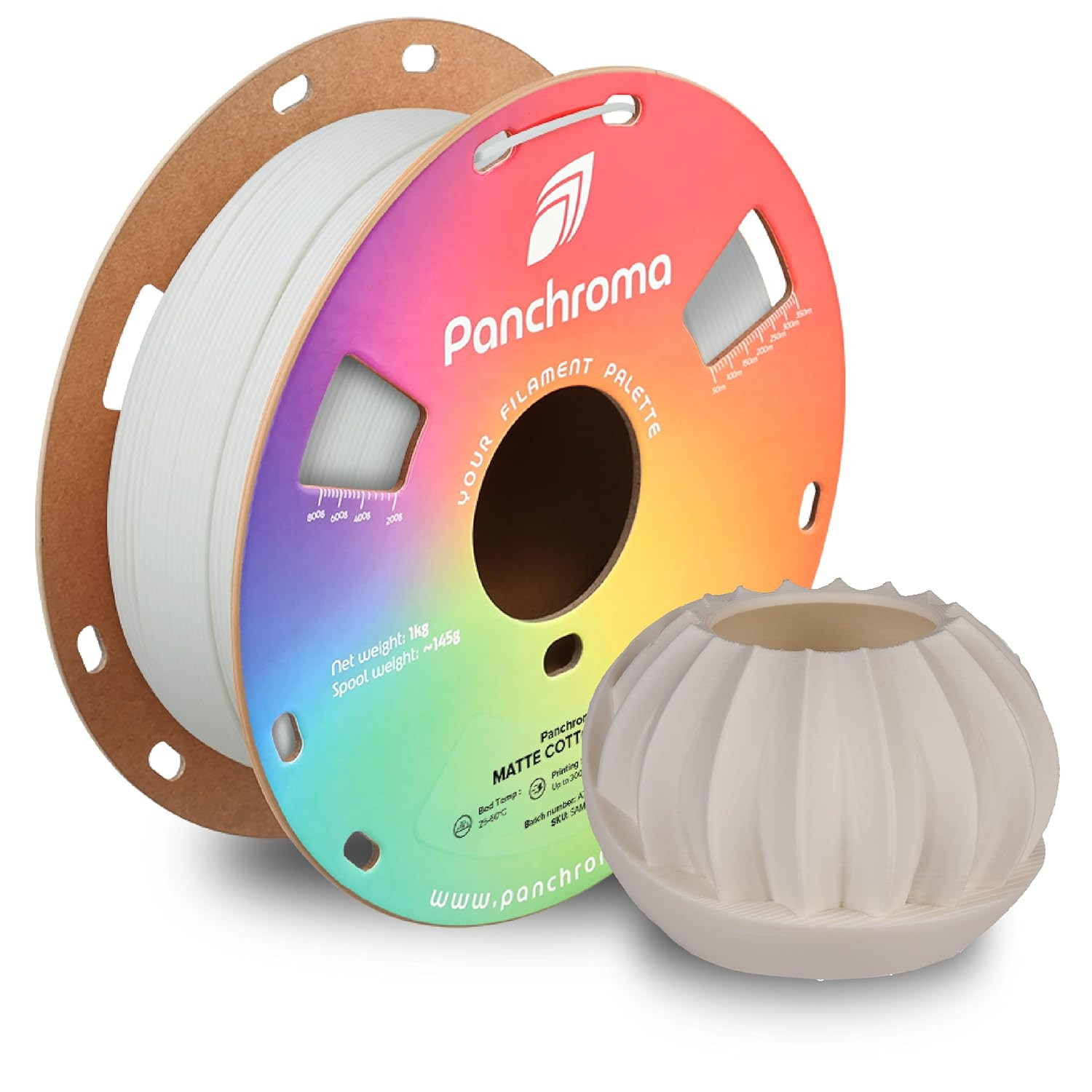 Polymaker Panchroma Matte PLA Filament, Matte Cotton White 1.75Mm 1Kg 3D Printin