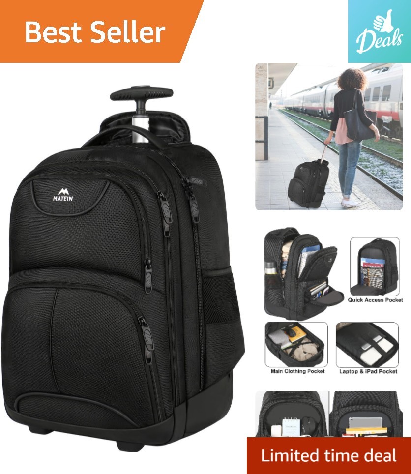 Durable 17-Inch Water-Resistant Wheeled Backpack - Perfect for College & Trips
