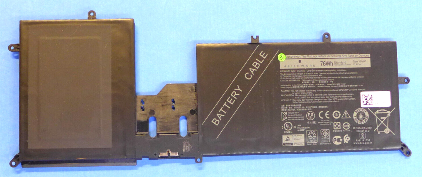 NEW Geniune Alienware M15 R2 M17 R2 76Wh 11.4V Laptop Battery Dell Y9M6F