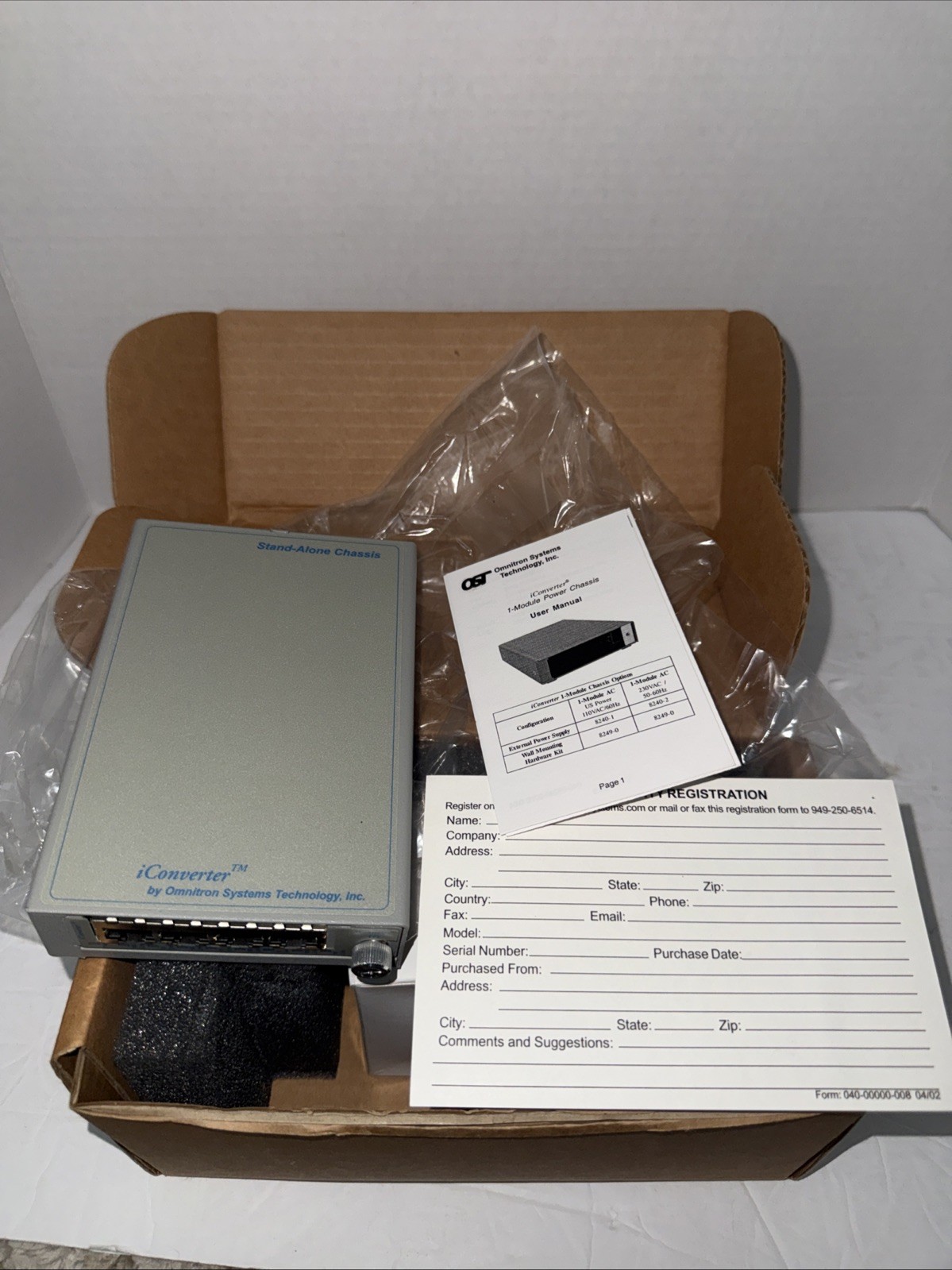 Omnitron iConverter 1-Module Power Chassis 8240-1
