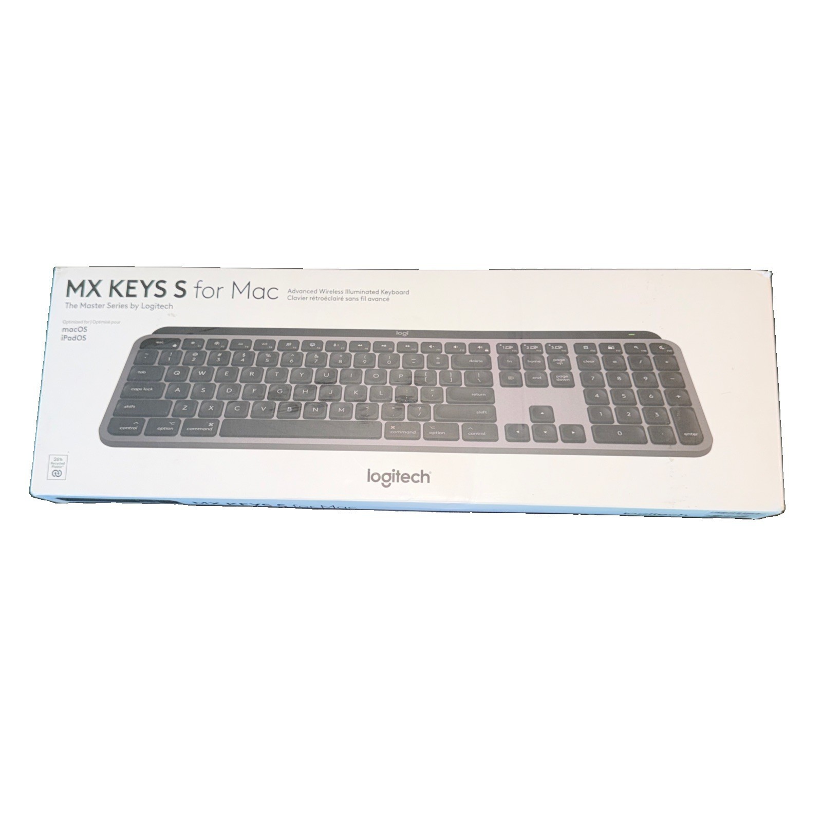 Logitech MX Keys S For Mac Keyboard Easy-Switch QWERTY Gray/Black, Open Box