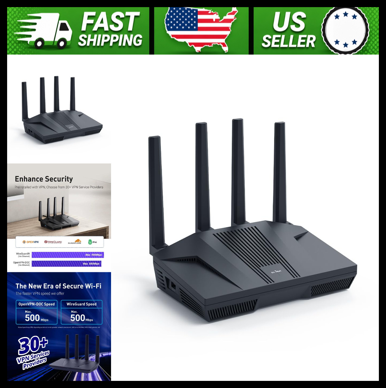 GL.iNet Wi-Fi 6 Gaming Router with Dual 2.5G Ethernet Ports