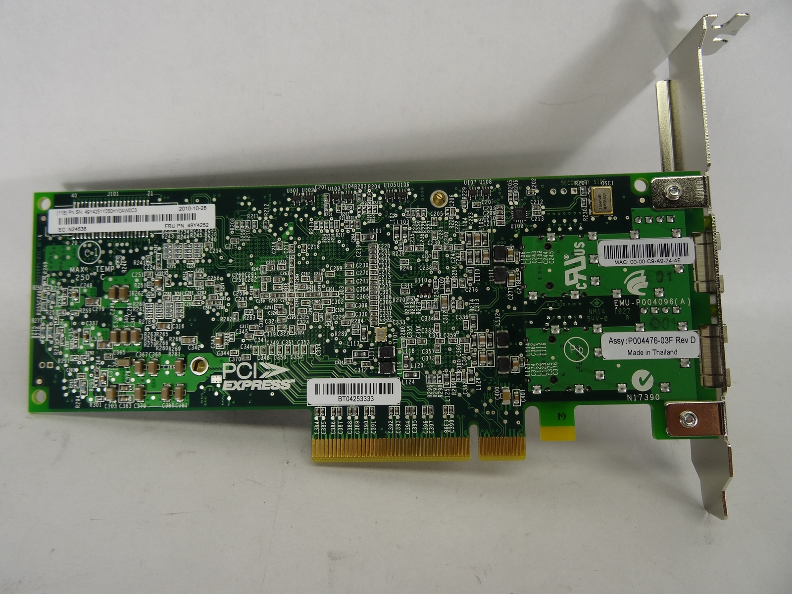 IBM 49Y4252 EMULEX 10GBE PCI-E DUAL PORT VIRTUAL FABRIC ADAPTER