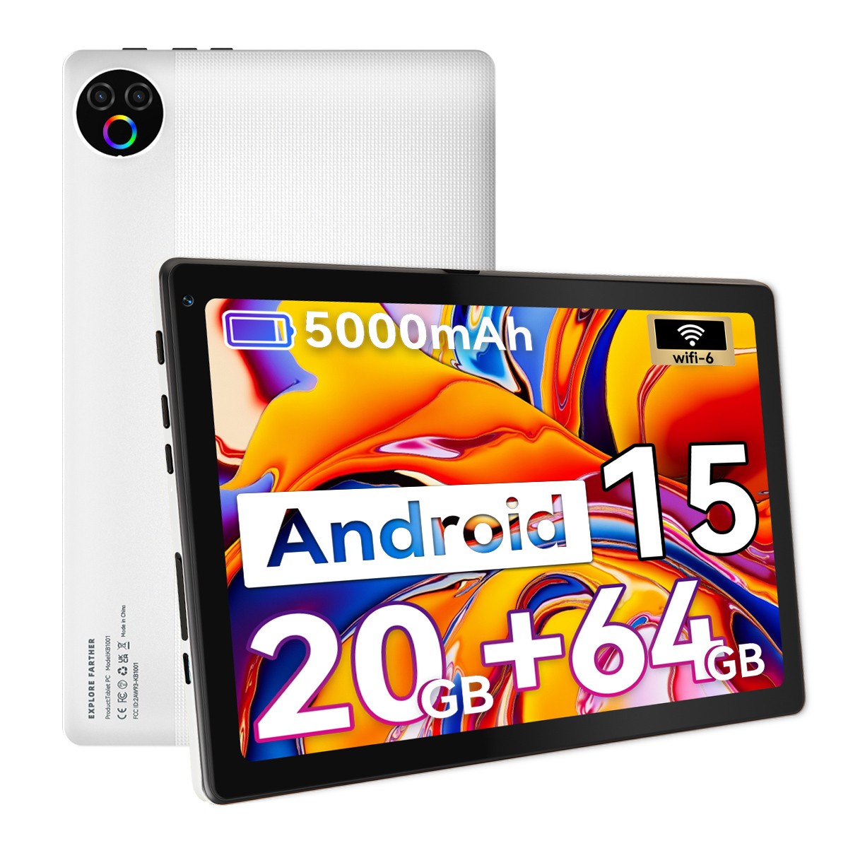 Tablet, 10 Inch Android 15 Tablets, 20GB RAM+64GB ROM  5G Wifi Hexa-Core Tablet