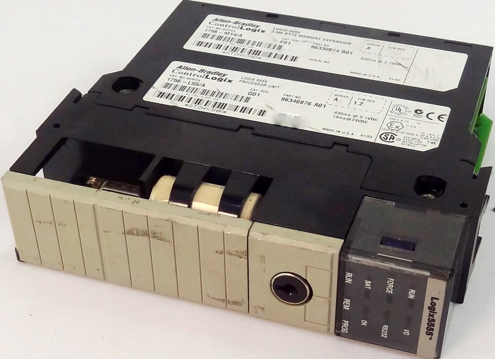 ALLEN BRADLEY 1756-M14/A MEMORY EXPANSION, WITH 1756-L55/A PROCESSOR