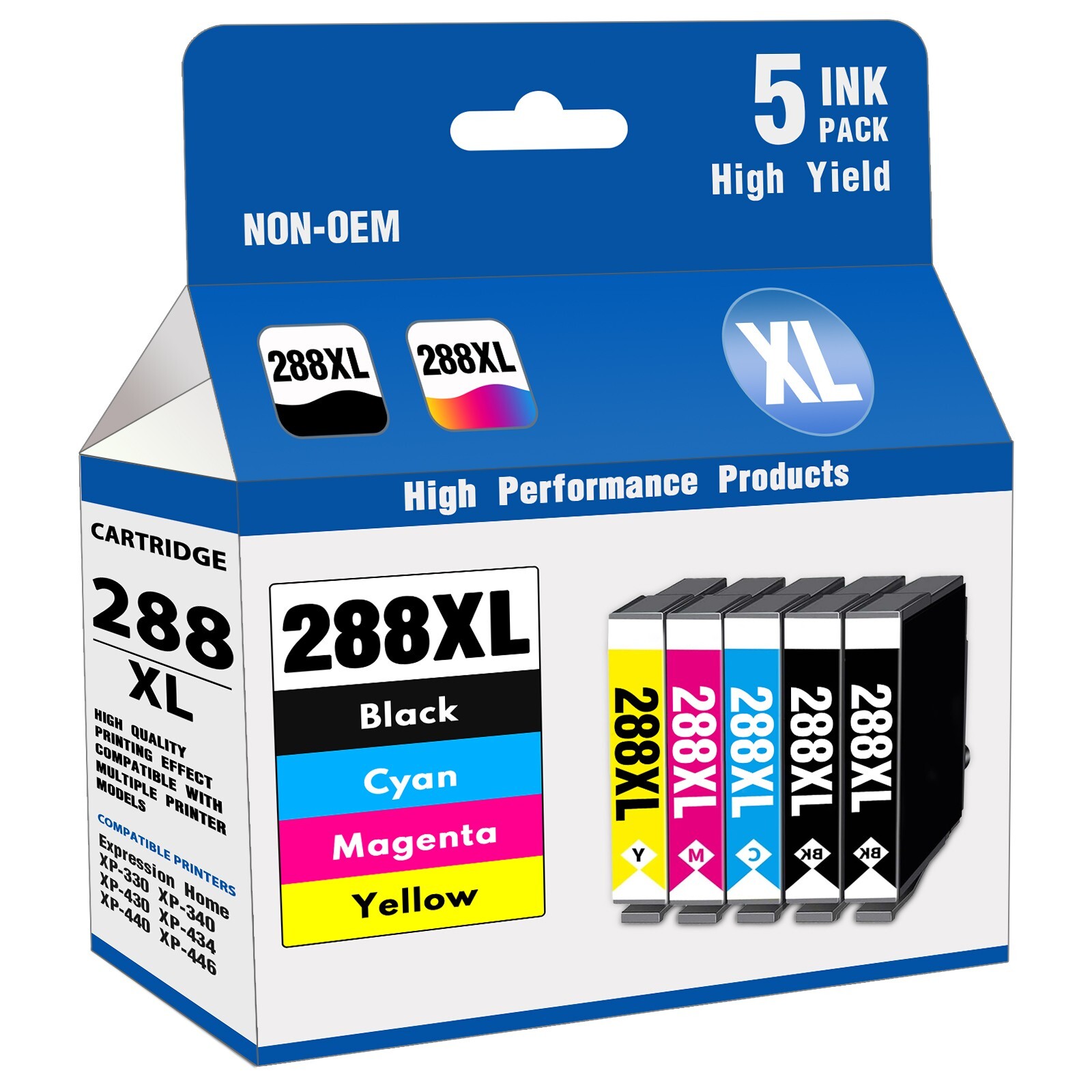 288XL Ink Cartridge Combo for Epson XP-430 XP-330 XP-434 XP-440 Printers(5-Pack)