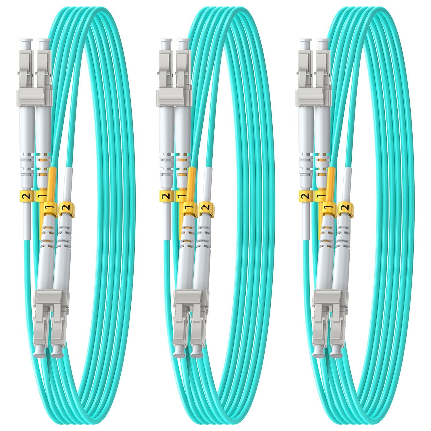 3 PCS OM4 LC To LC Fiber Optic Patch Cable 2m 50/125um Multimode LSZH