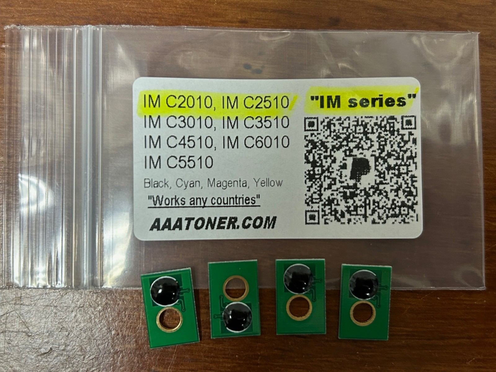 4 Toner Chips for Ricoh IM C2010, IM C2510, IM C3010 Refill (IM) 