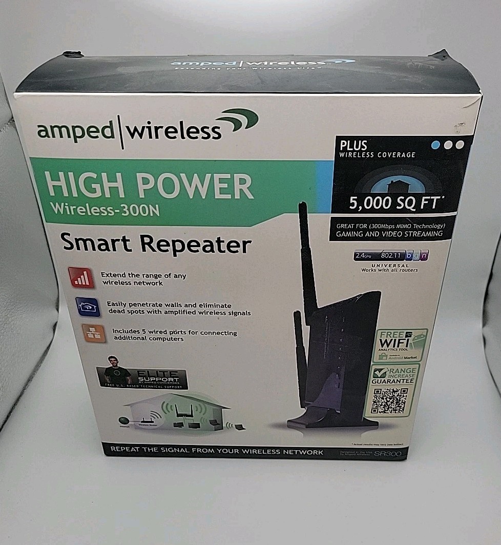 Amped Wireless High Power Wireless-300n Smart Repeater NIB SR300 A20