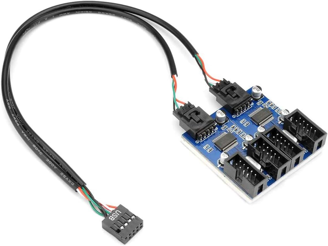 USB 2.0 Motherboard Splitter 9 Pin Male to 4 Female Internal USB Hub 30cm