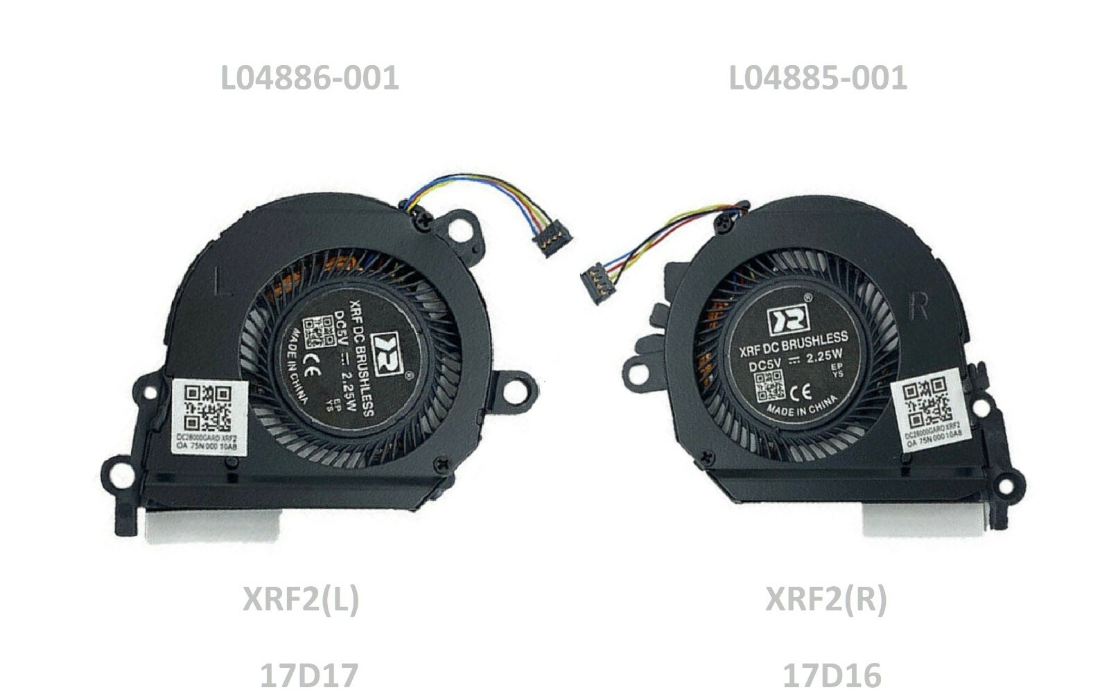 Left & Right CPU Cooling Fan For HP 13" Spectre X360 13-AE L04885-001 L04886-001